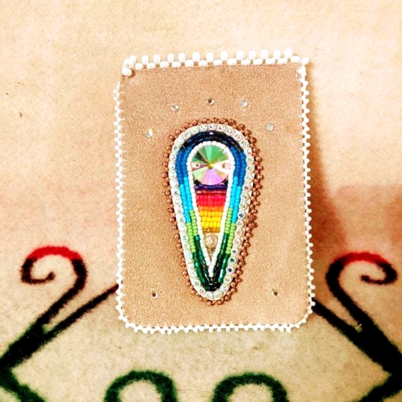 βοΈSOLDβοΈ β¨π Native Beaded Leather Card Holder Case - Picture 1 of 5
